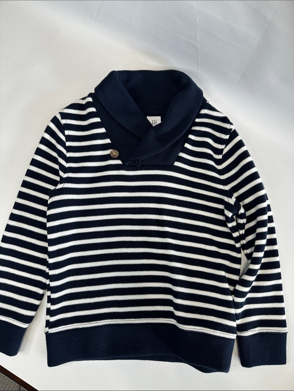 Baby GAP Navy & White Striped Shawl-Collar Turtleneck Sweater 5t